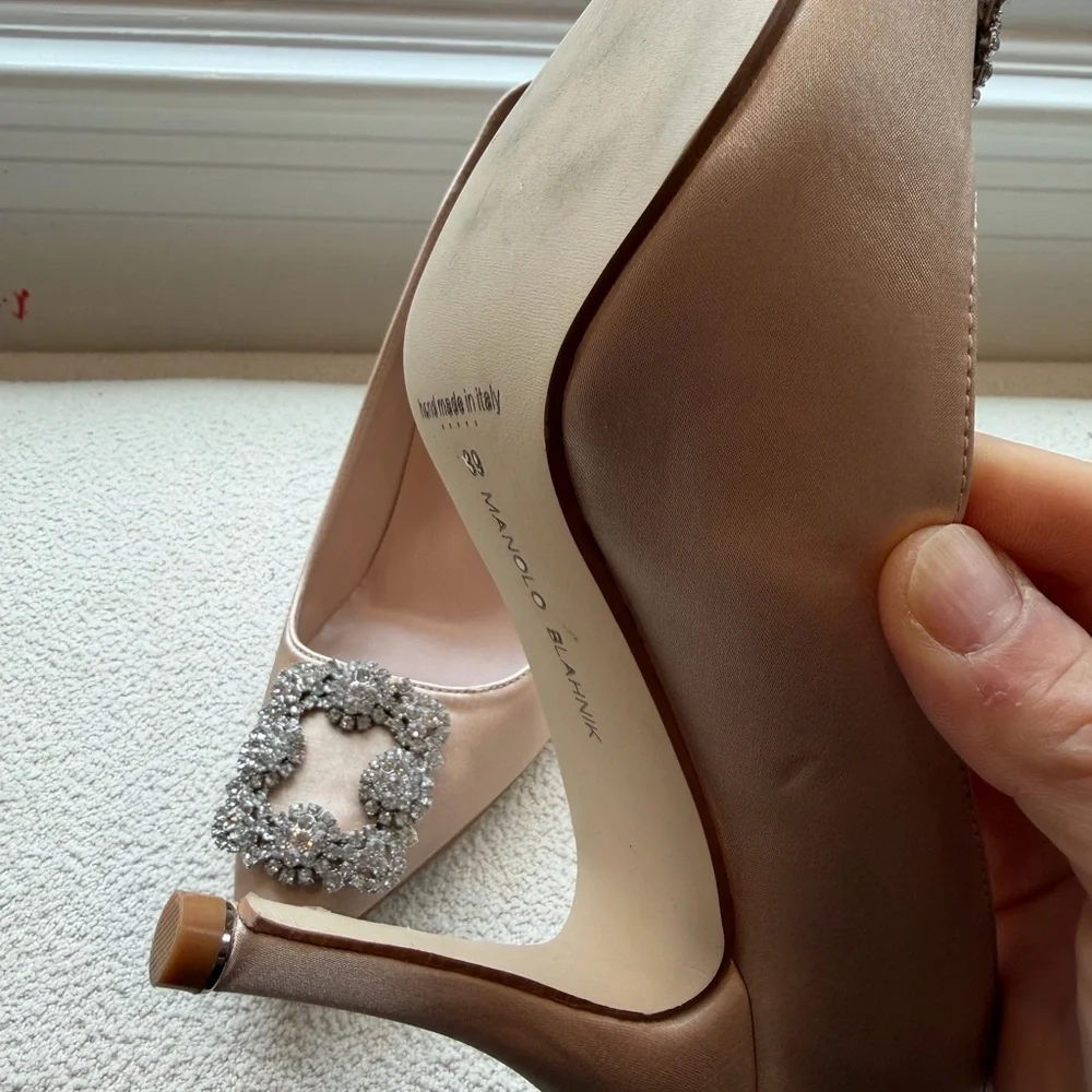 Manolo Blahnik Nude Heels with Crystal Embellishments - Picture 4 of 9